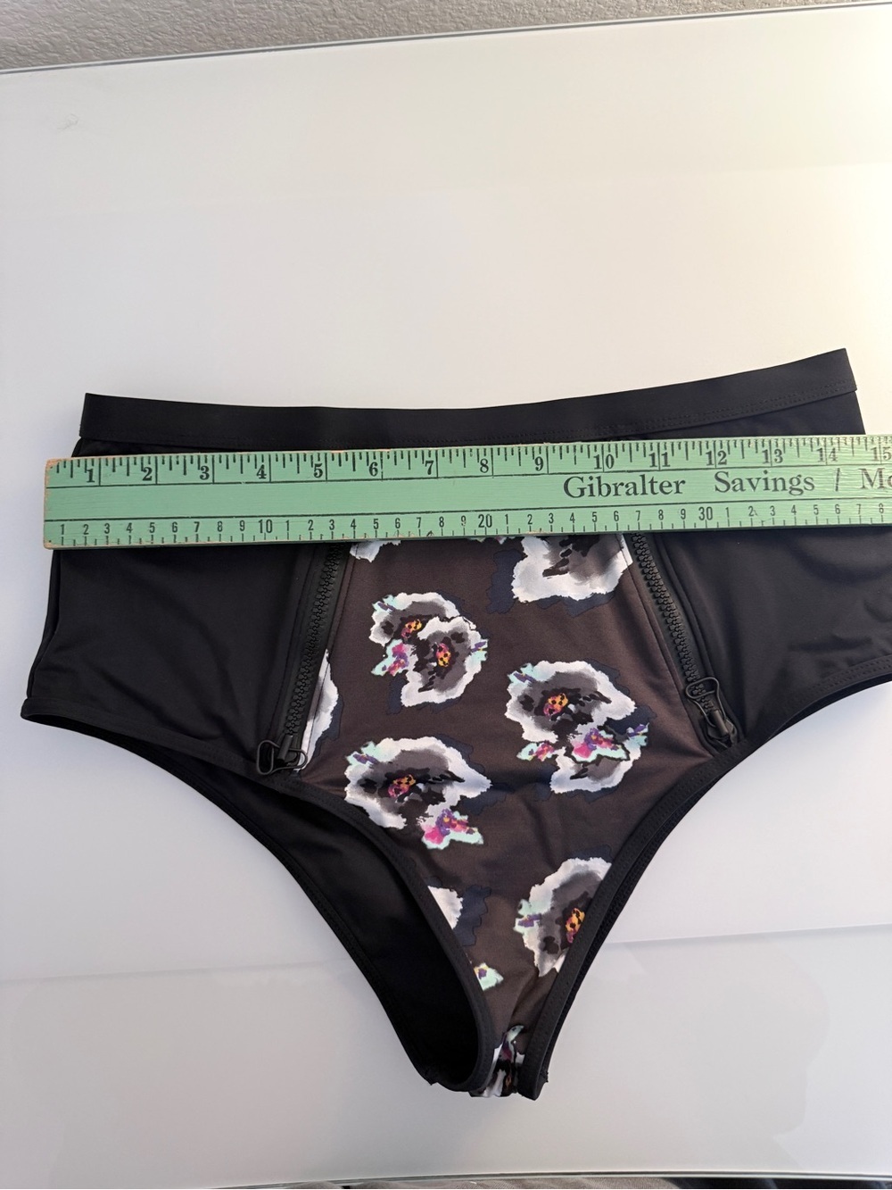 TAVIK High-Waist Black Floral Panel Swim Surf Bottoms Size Large - Picture 6 of 7